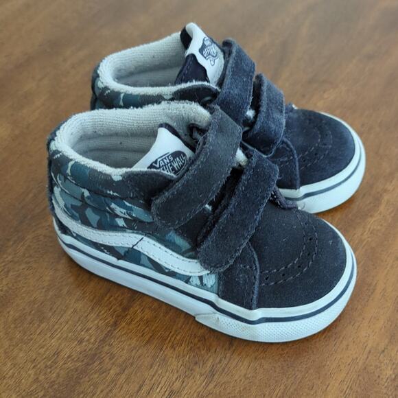 Vans SK8-MID Reissue V Sharks 2 Straps Toddler Size 4.5 Navy Blue Suede & Canvas - Picture 1 of 6